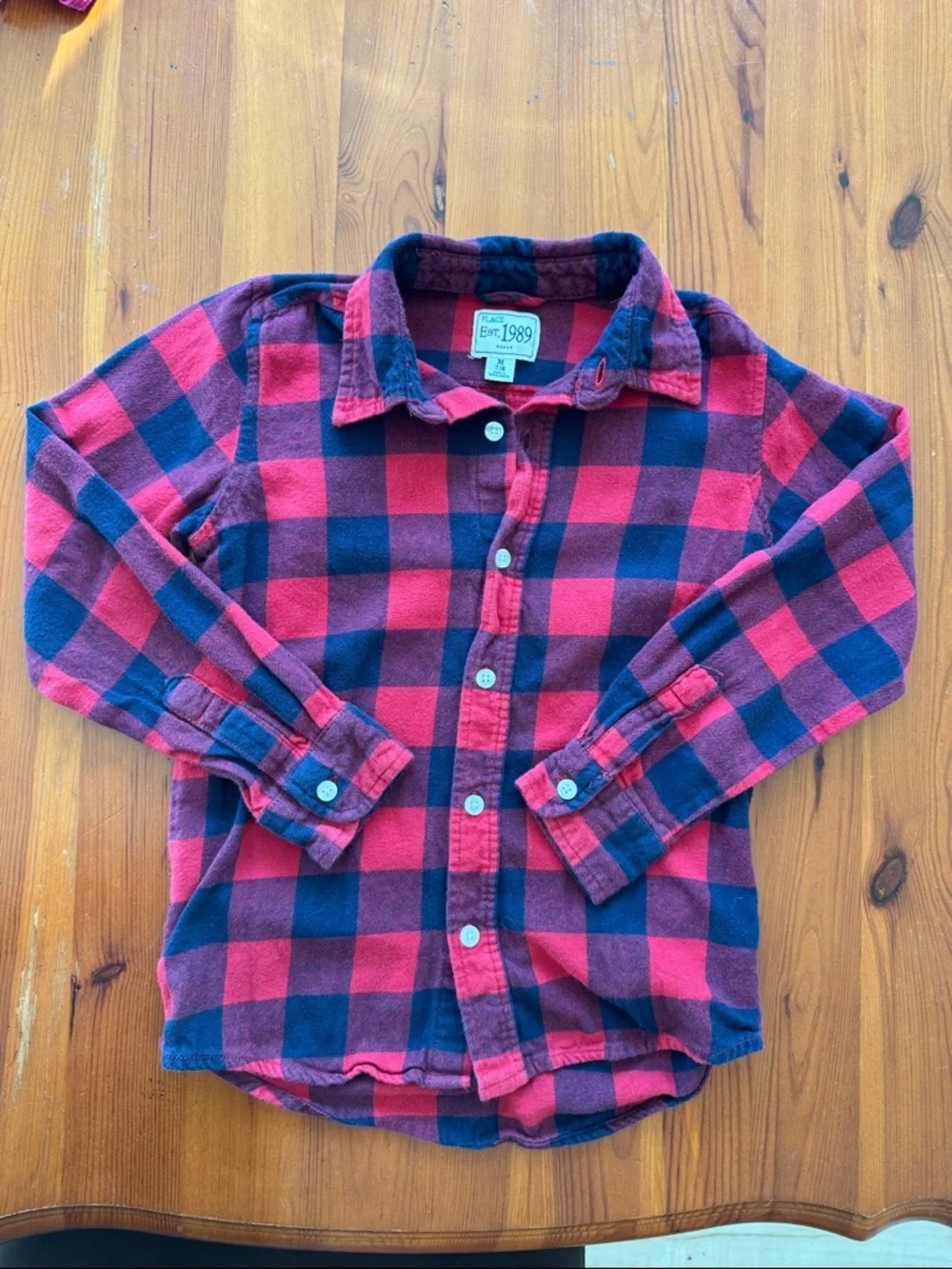 The Children's Place Red and Navy Buffalo Plaid Button-Down Shirt